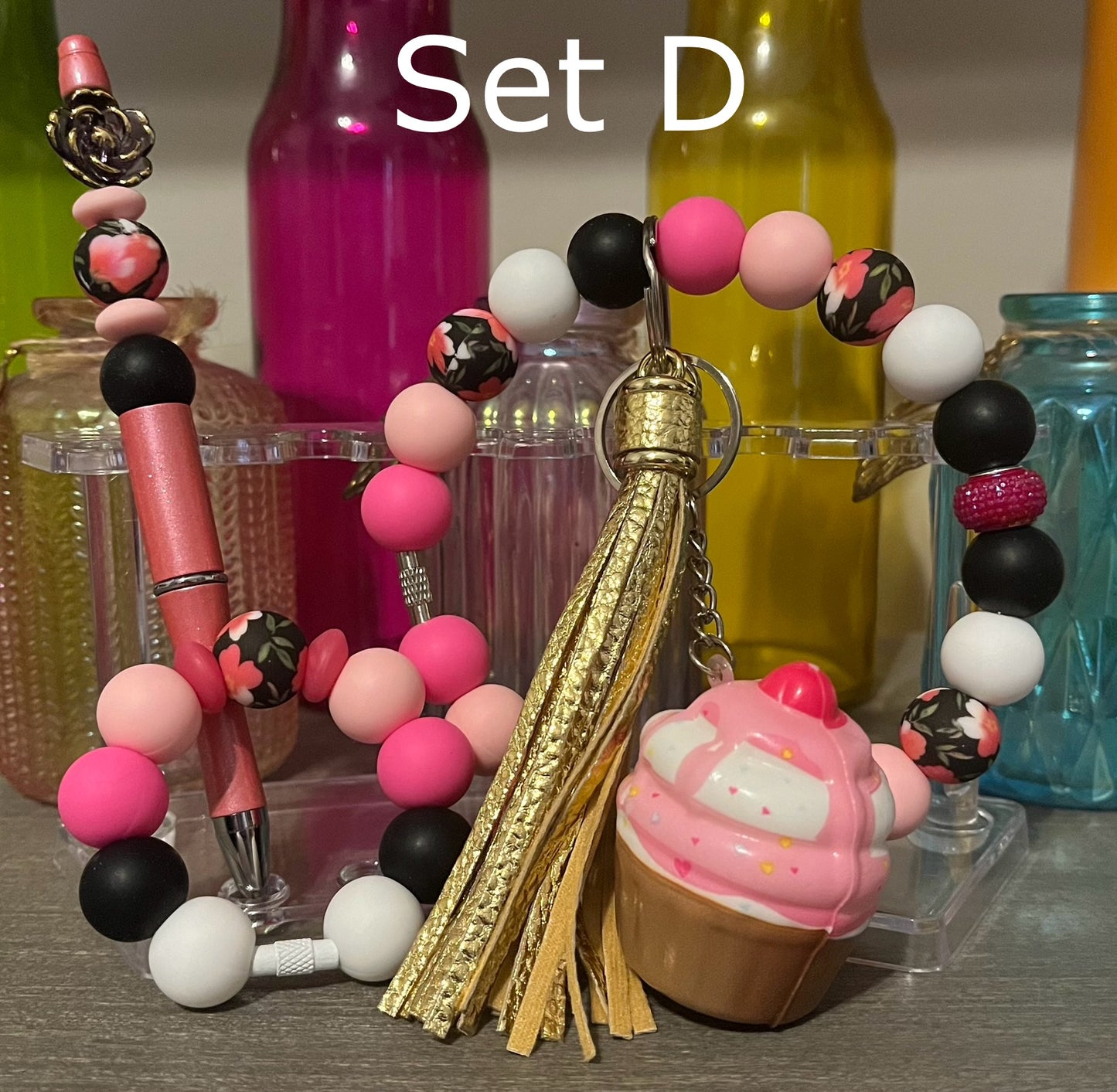 Wristlet, Pen & Cup Charm Bundle Sets