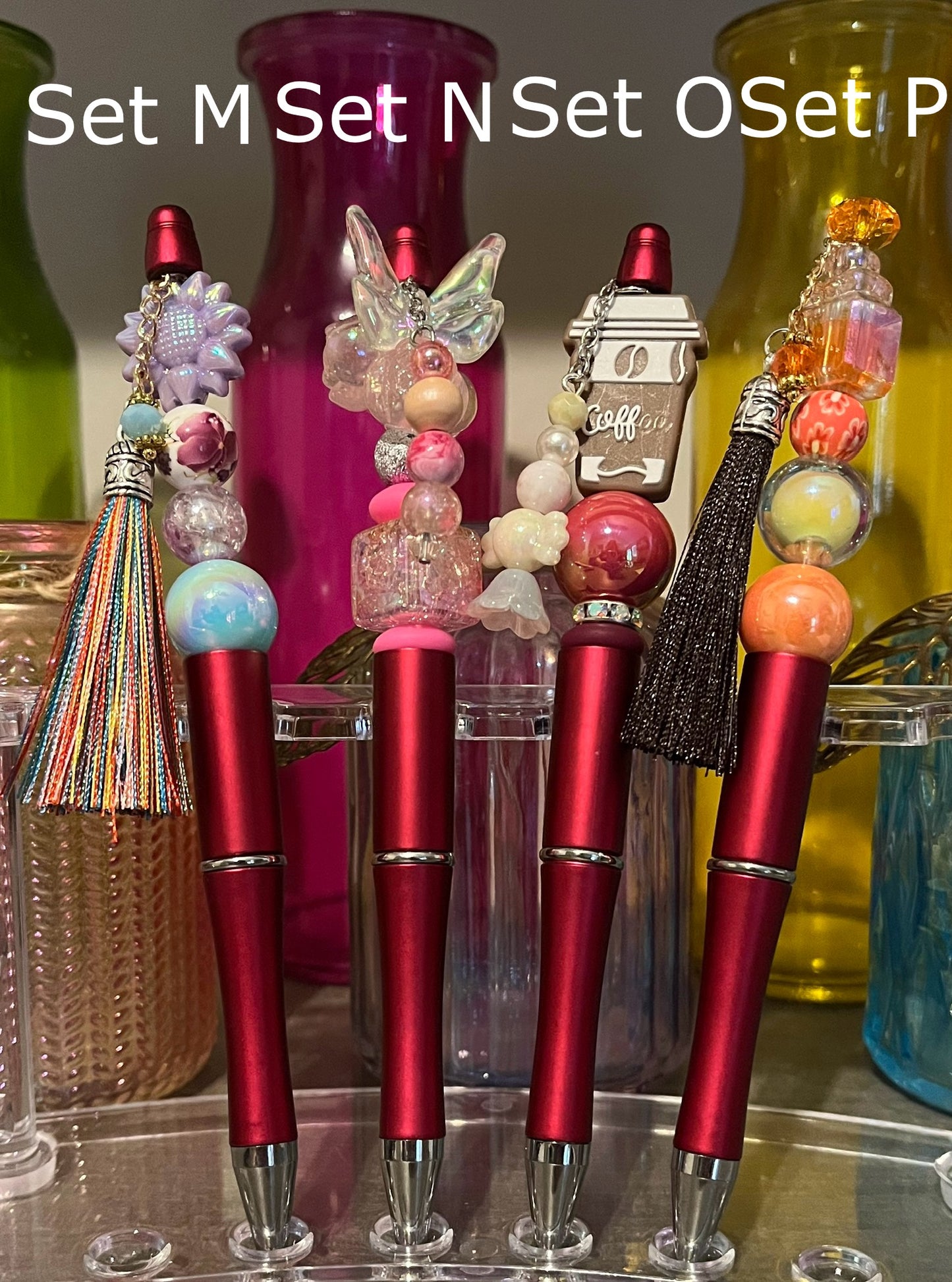 Metallic Red Beaded Pens