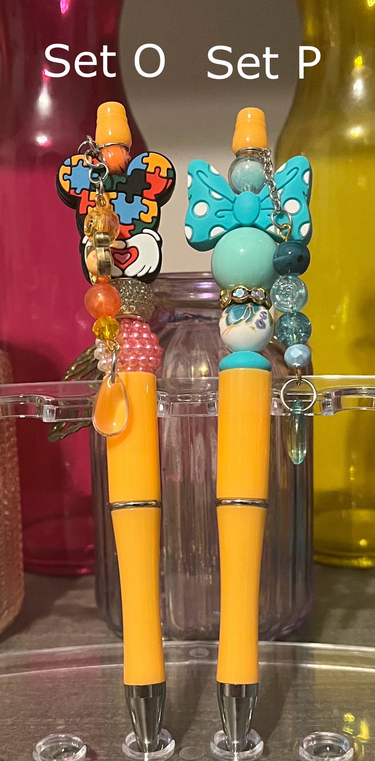 Solid Light Orange Beaded Pens