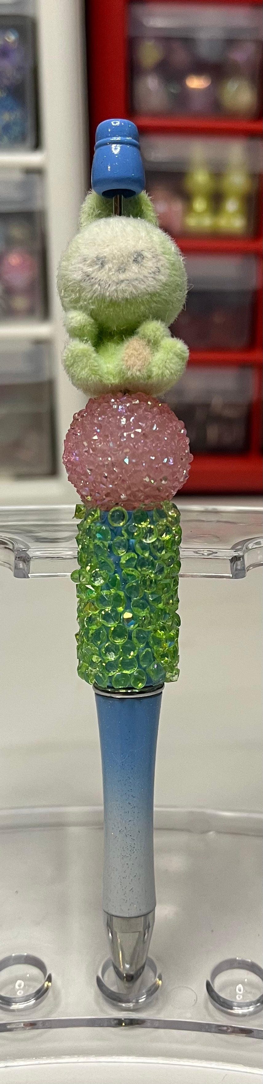 Glitter Blue-White Ombré Beaded Pens