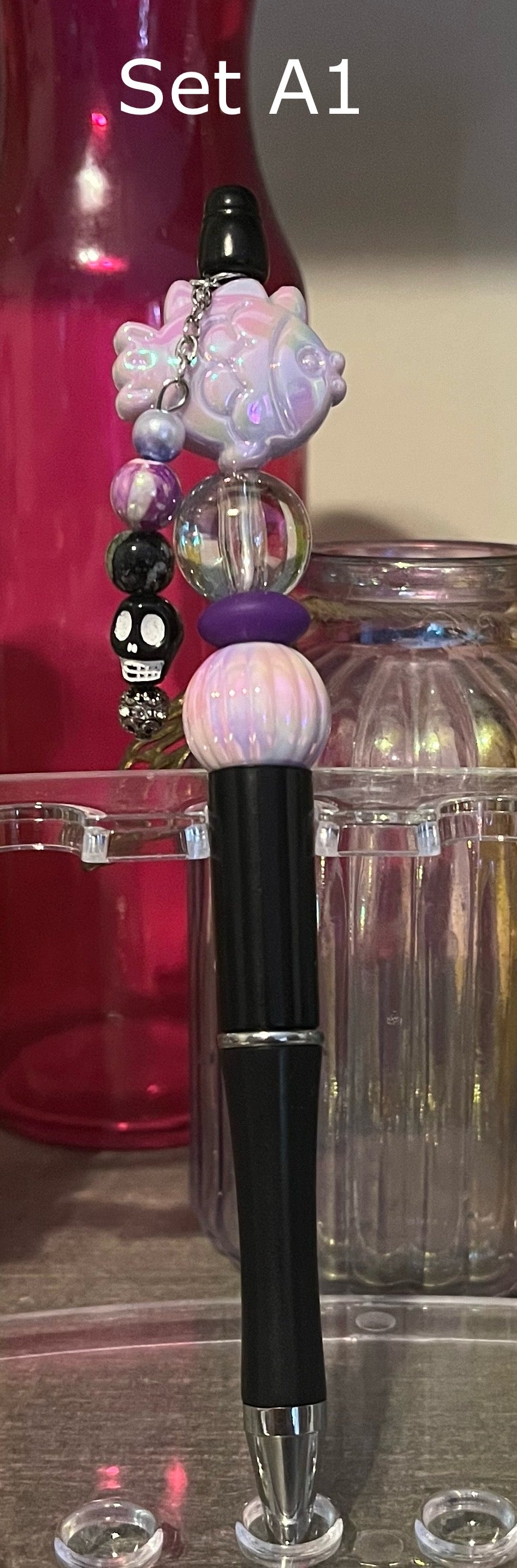 Solid Black Beaded Pens