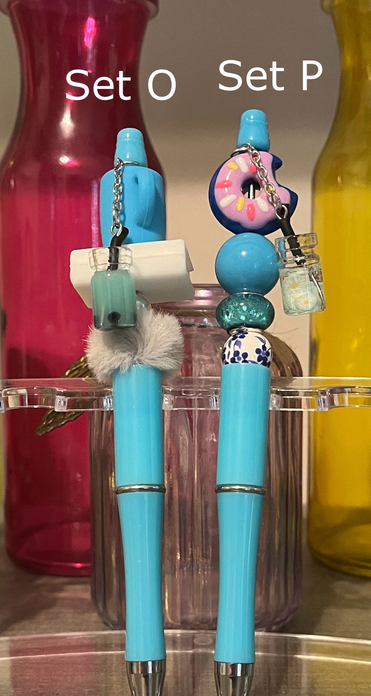Solid Light Blue Beaded Pens