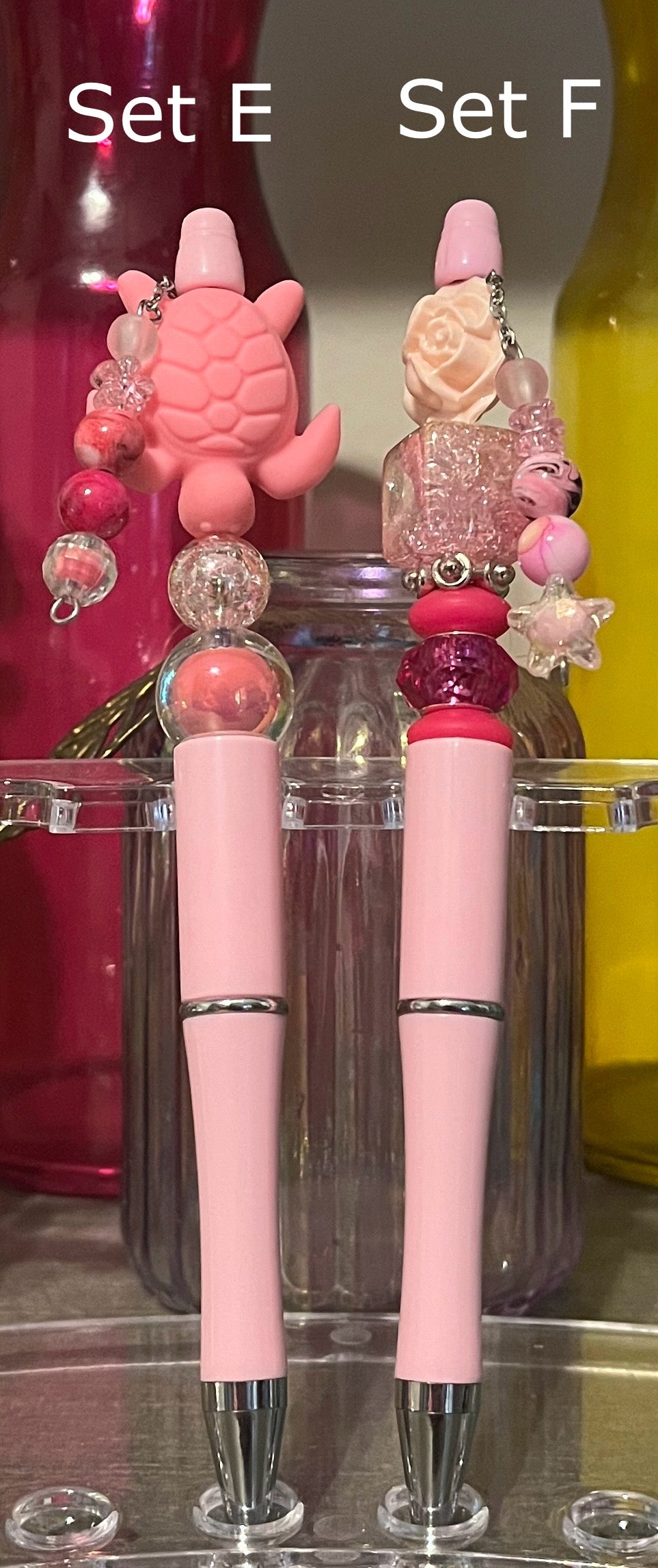 Solid Light Pink Beaded Pens