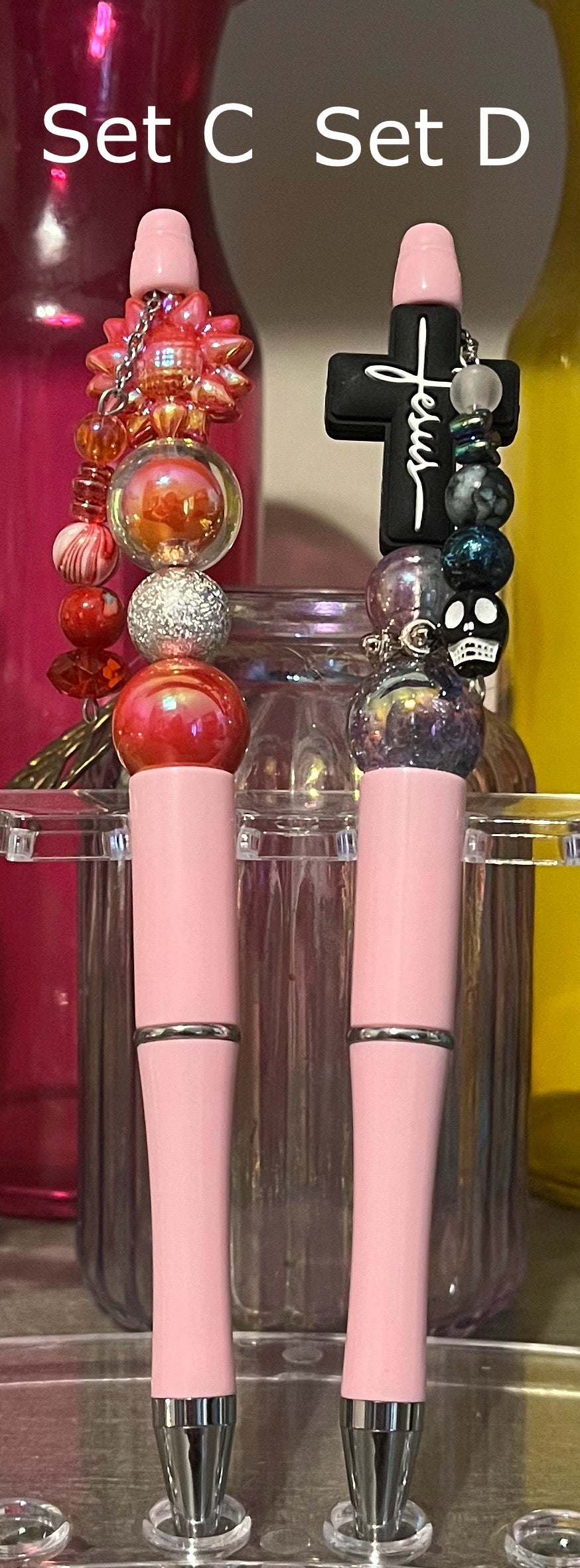 Solid Light Pink Beaded Pens