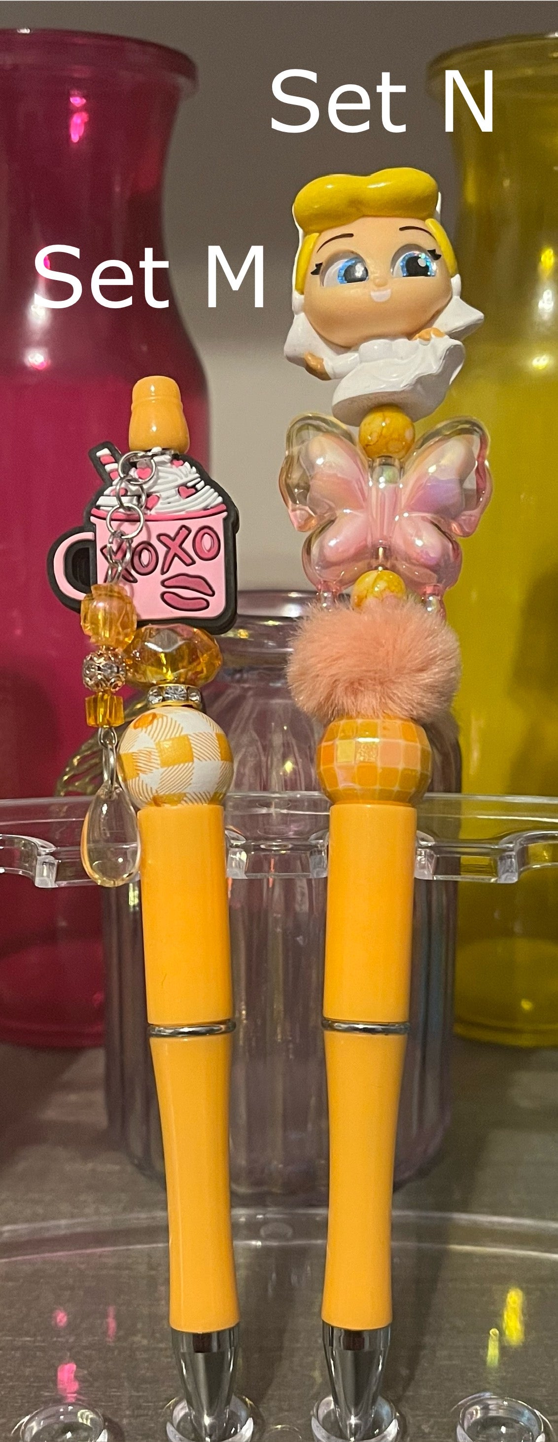 Solid Light Orange Beaded Pens