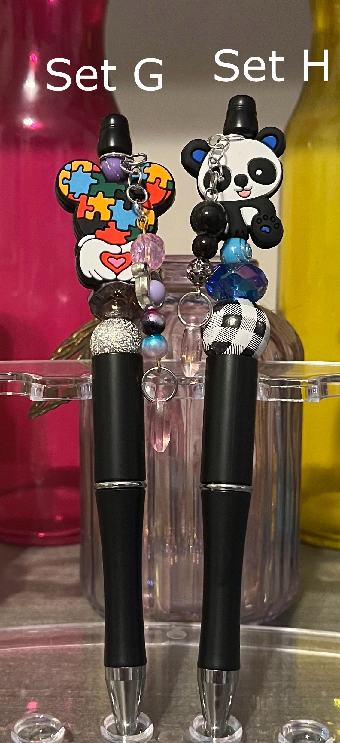 Solid Black Beaded Pens