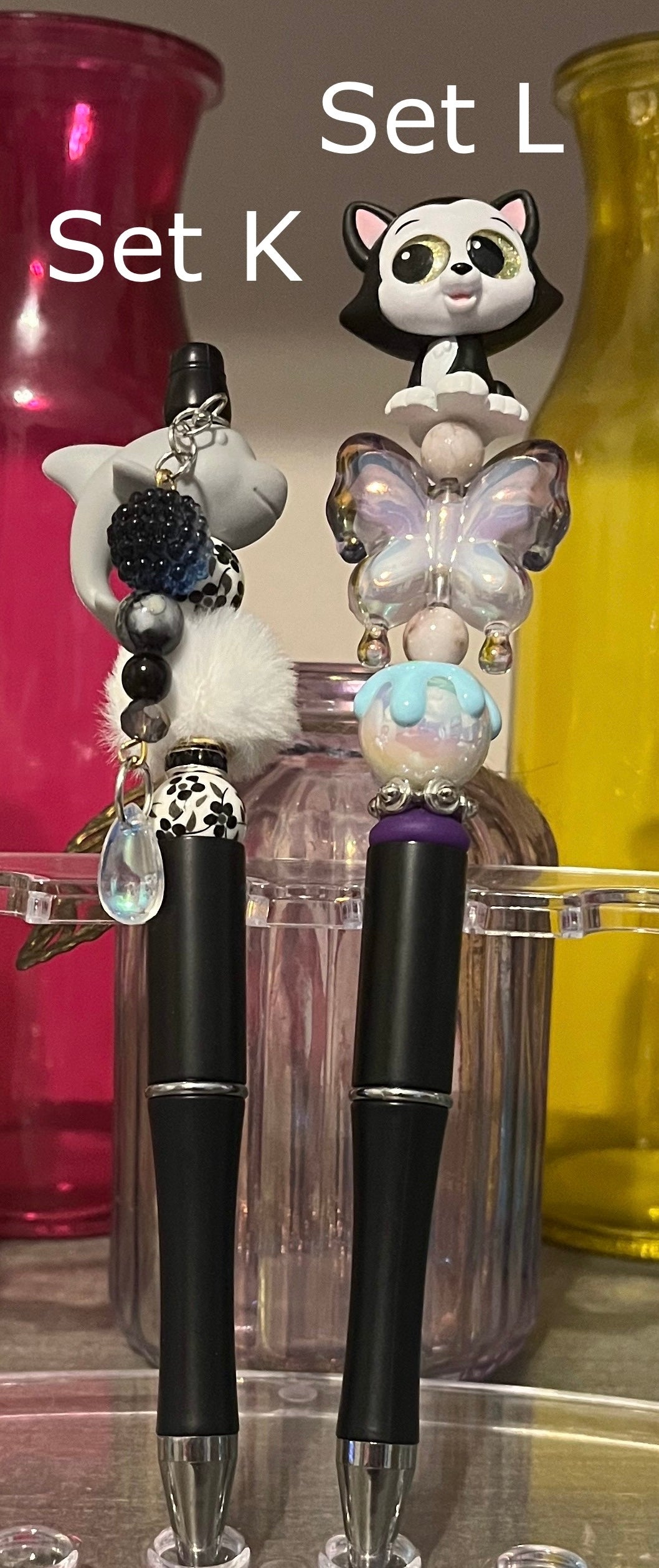 Solid Black Beaded Pens