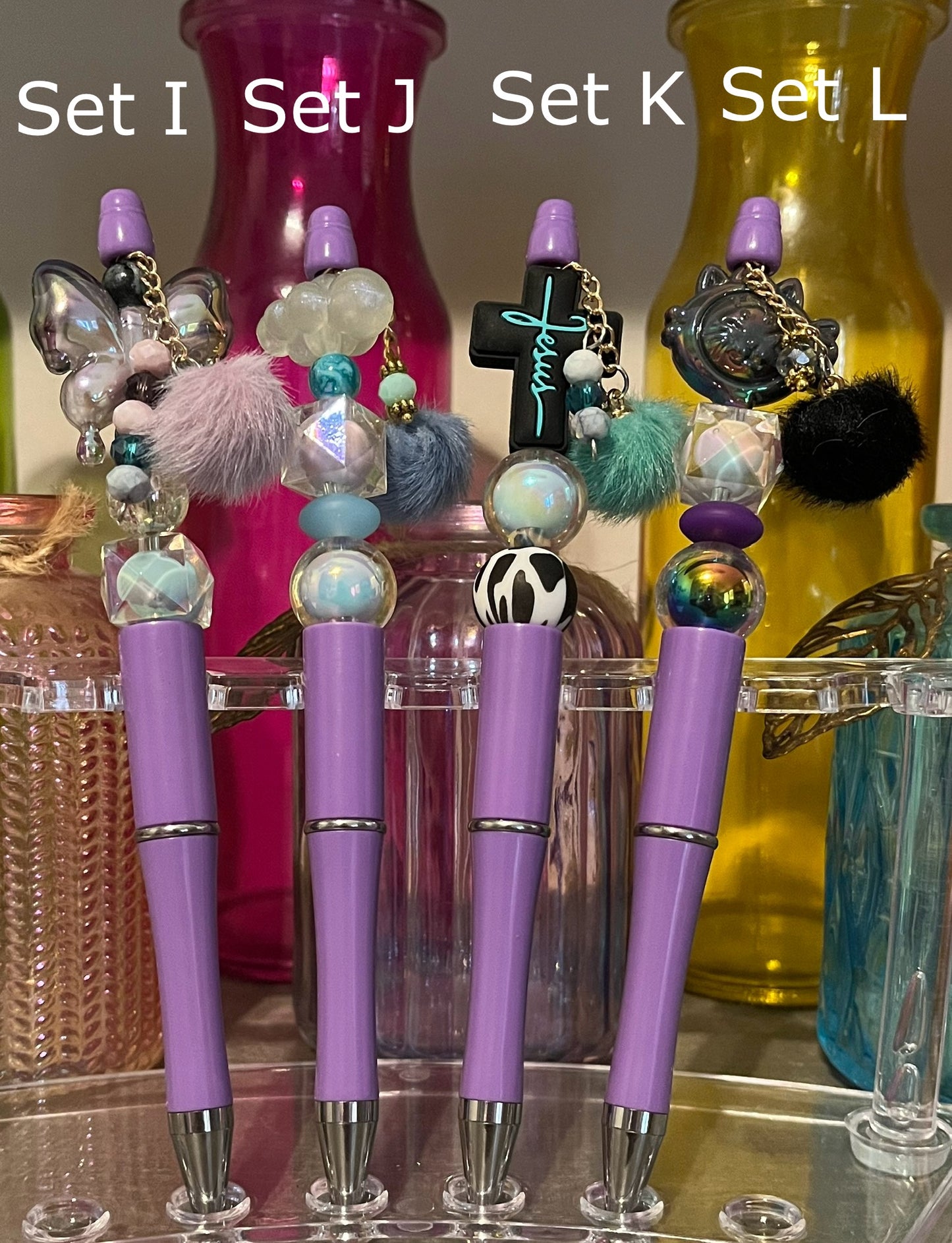 Solid Purple Beaded Pens