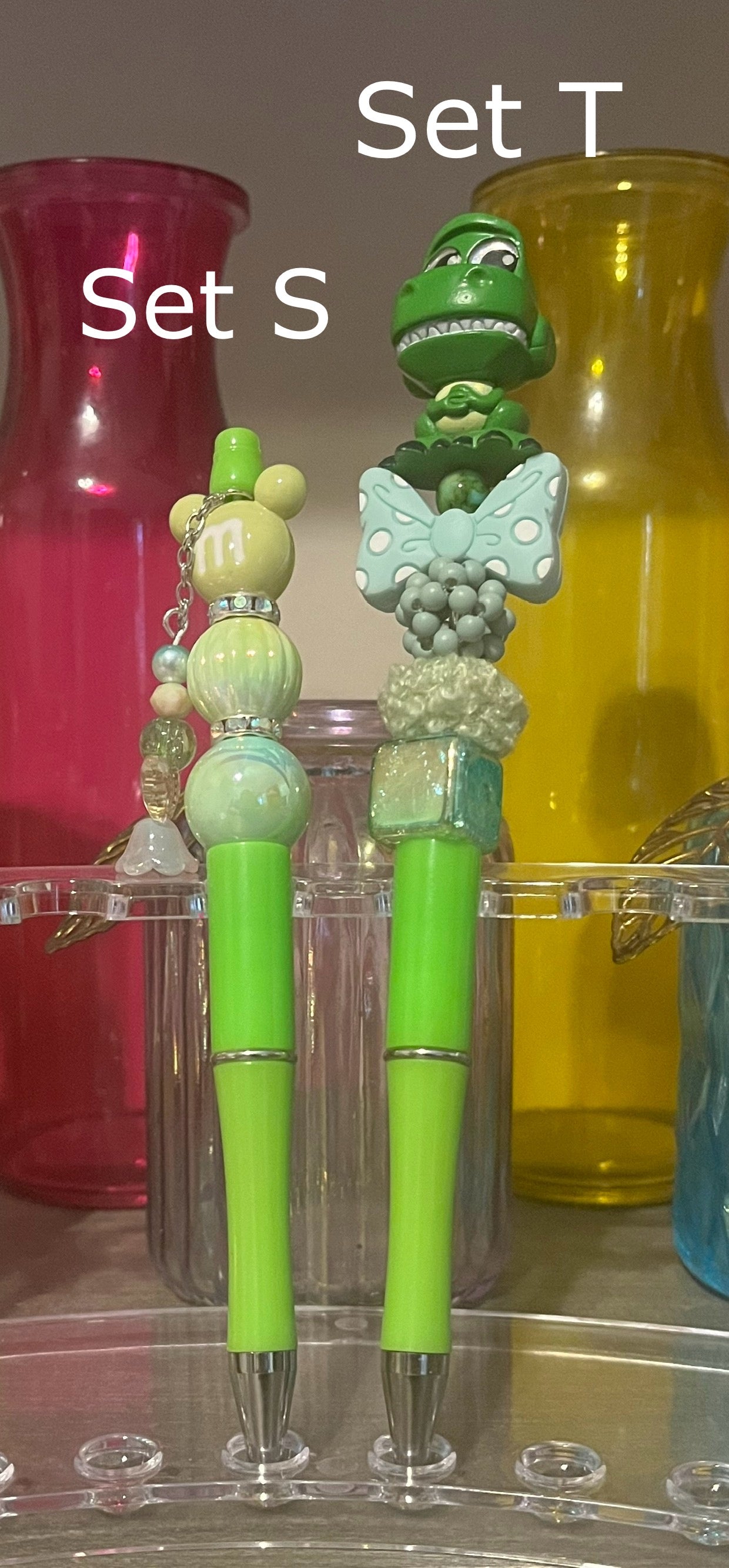 Solid Light Green Beaded Pens