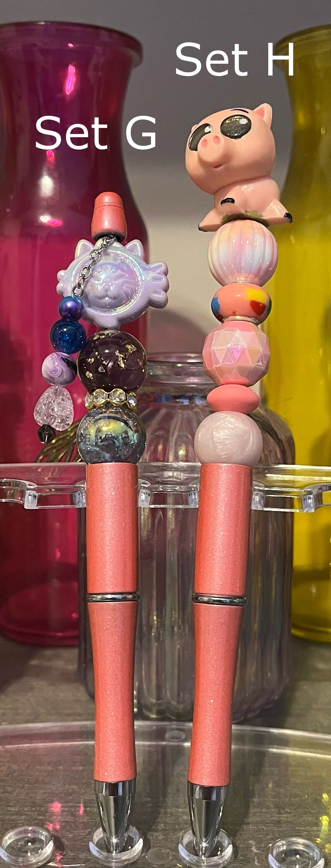 Metallic Peach Beaded Pens