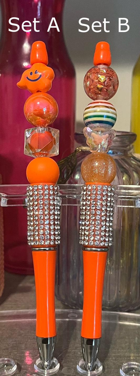 Solid Orange Beaded Pens
