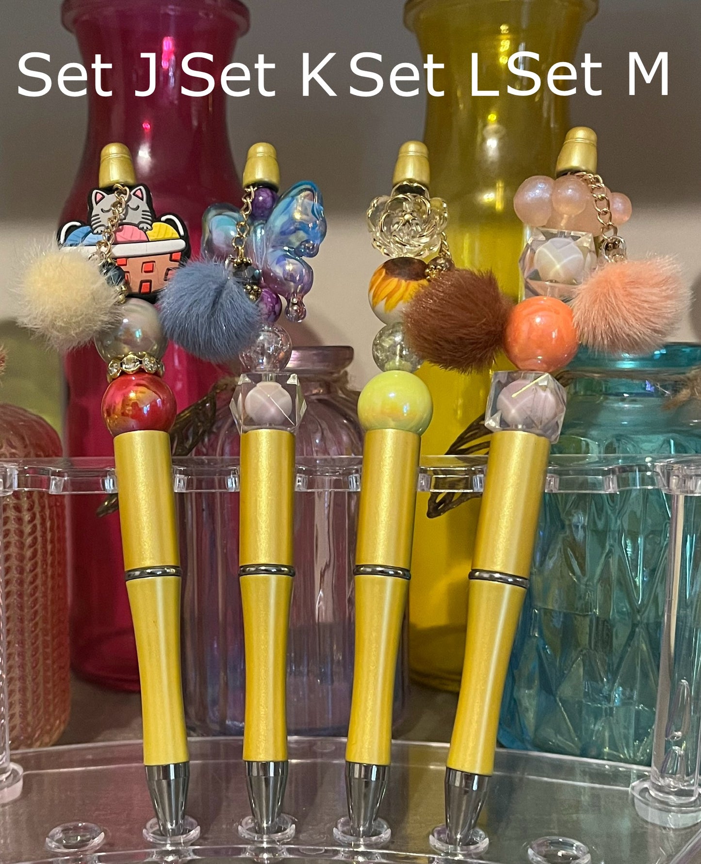 Metallic Gold Beaded Pens