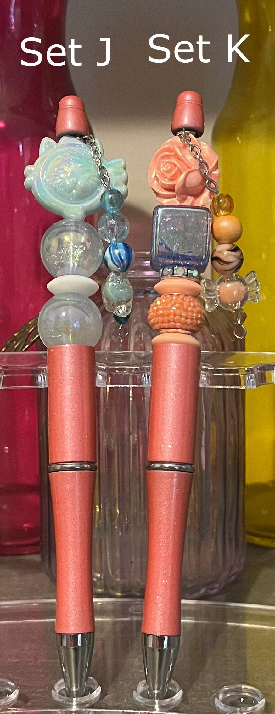 Metallic Peach Beaded Pens