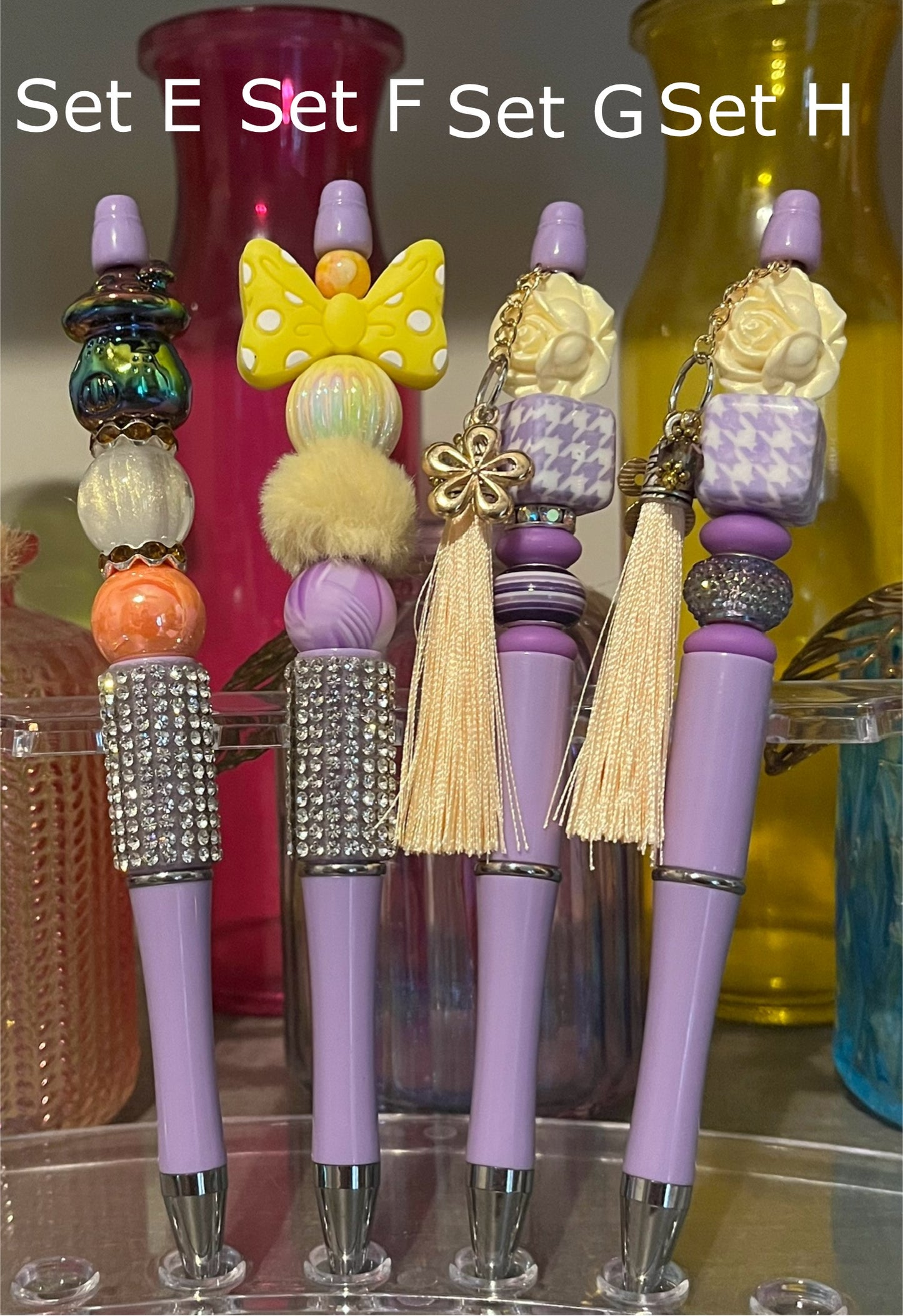 Solid Light Purple Beaded Pens
