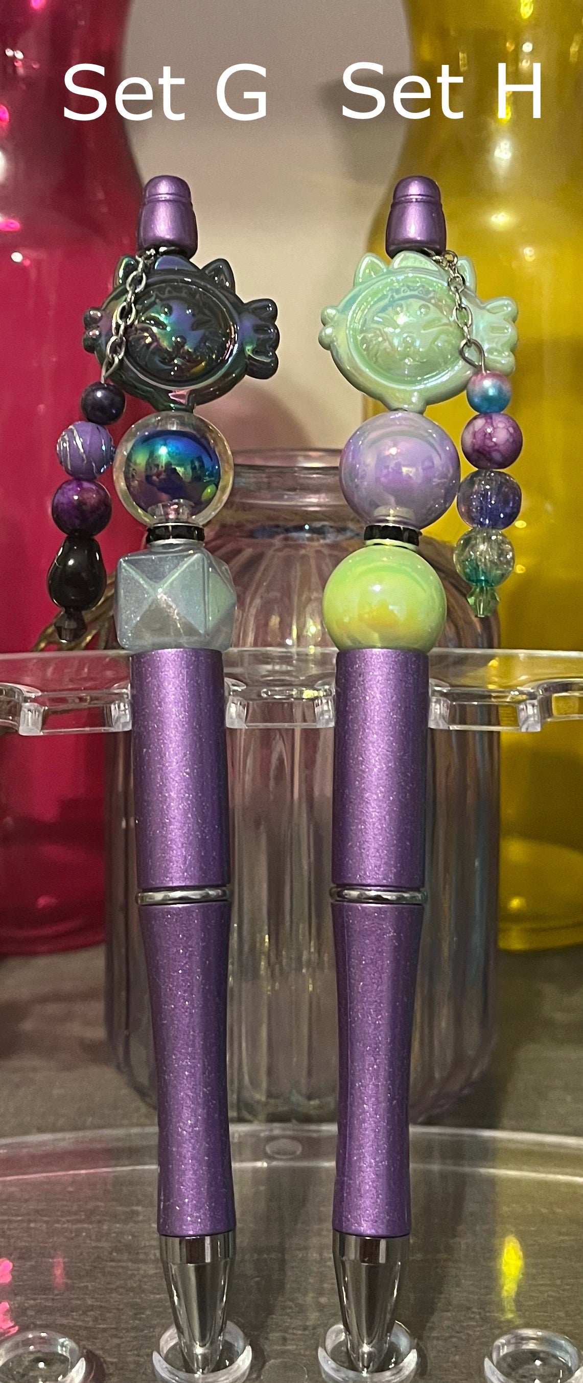 Metallic Light Purple Beaded Pens