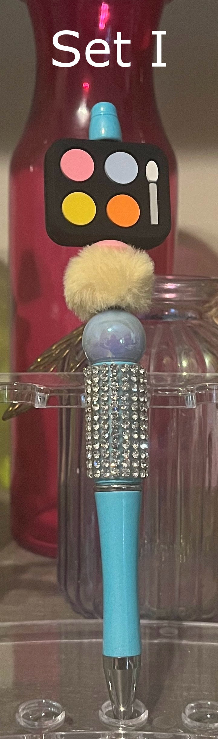 Glitter Blue Beaded Pens