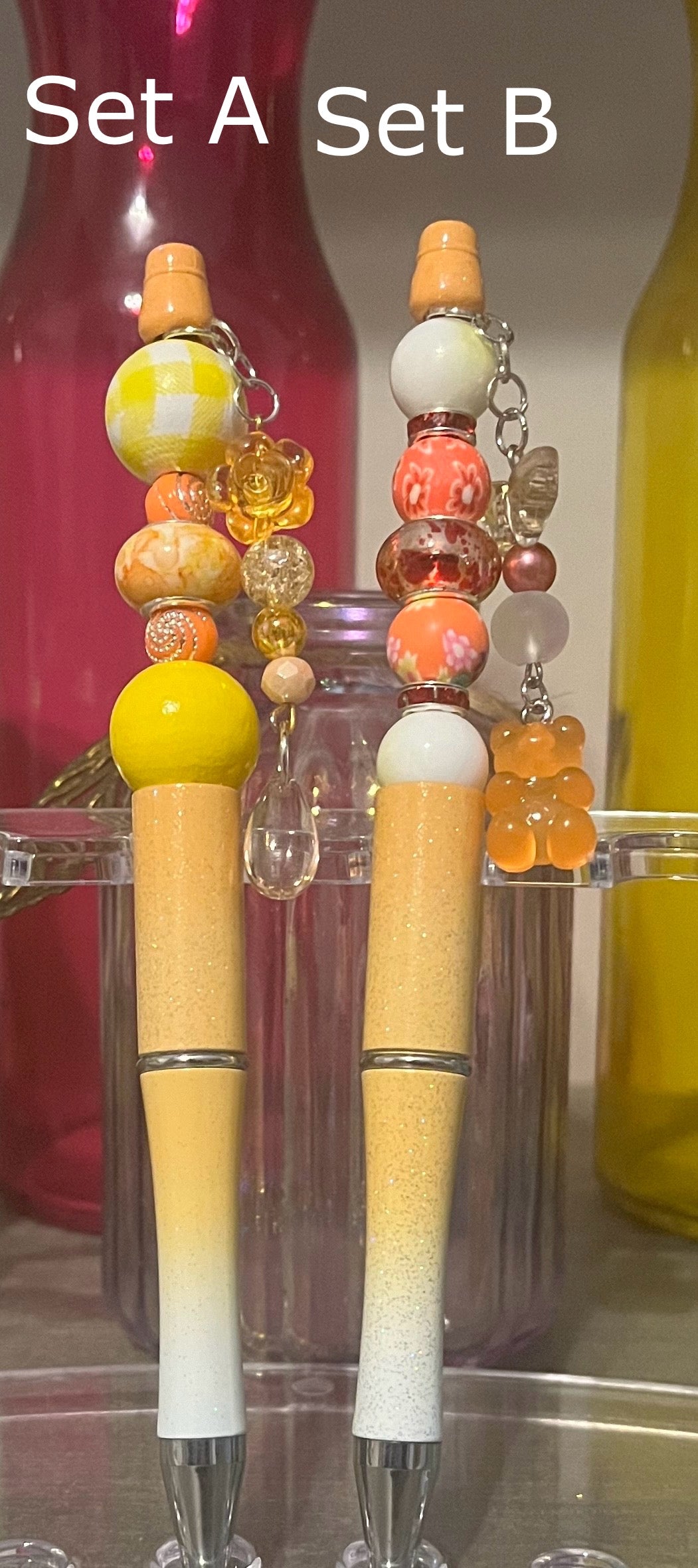 Glitter Light Orange-White Ombré Pens