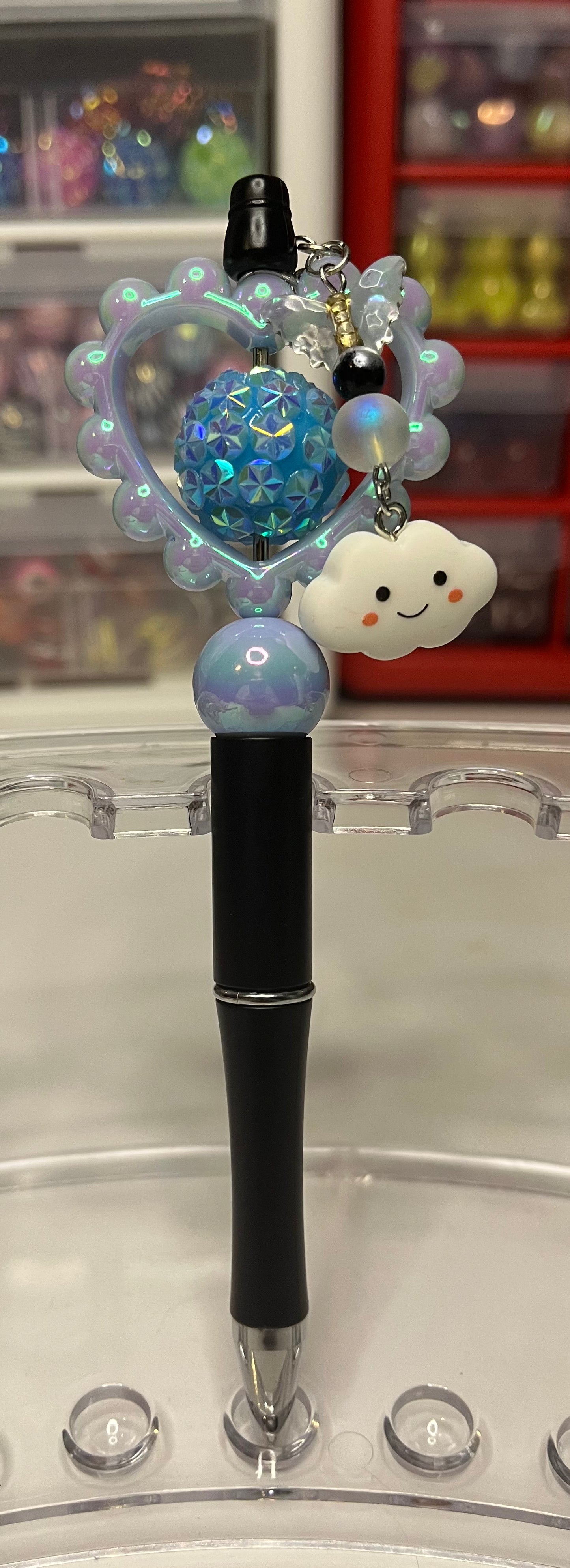 Solid Black Beaded Pens