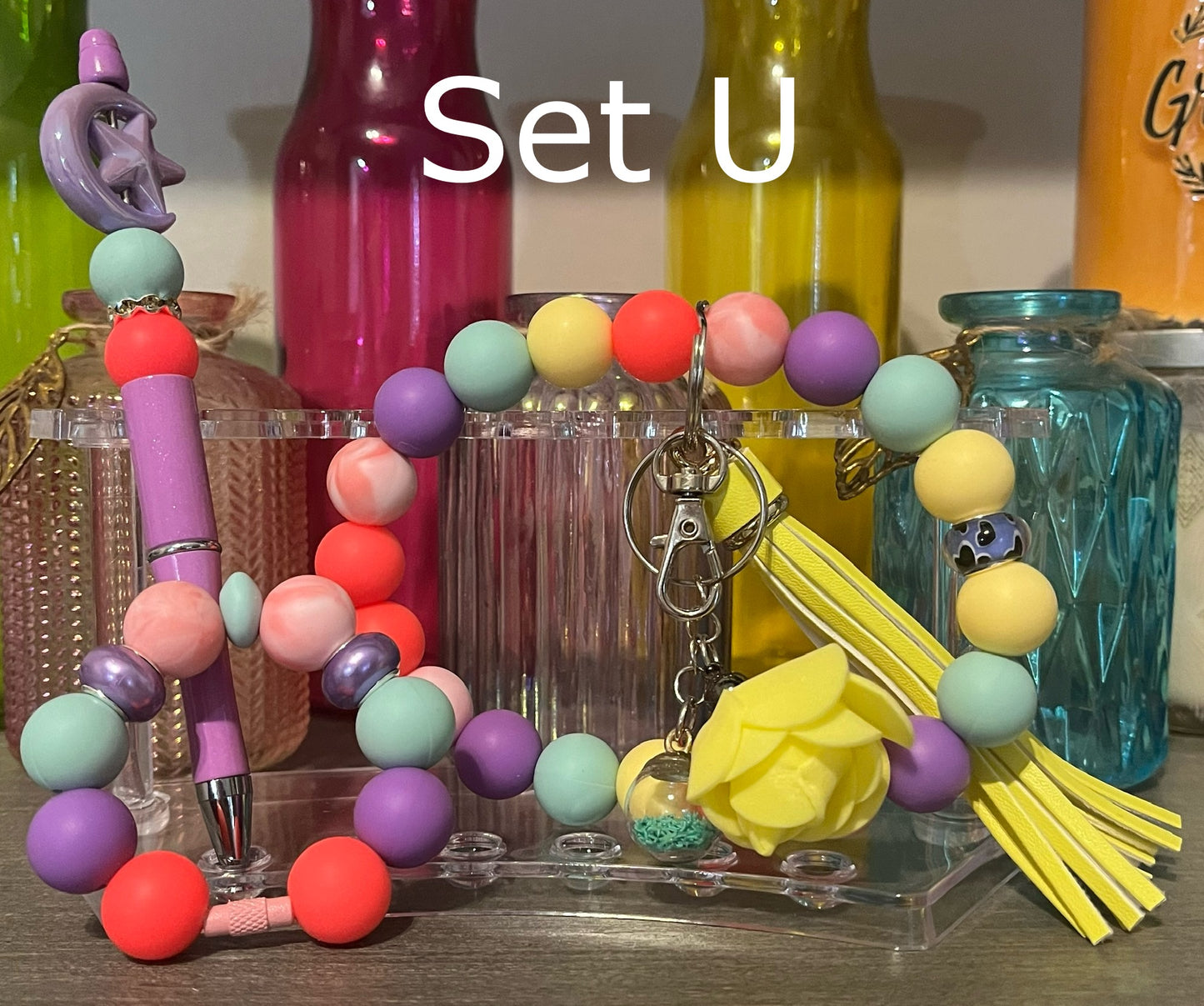 Wristlet, Pen & Cup Charm Bundle Sets