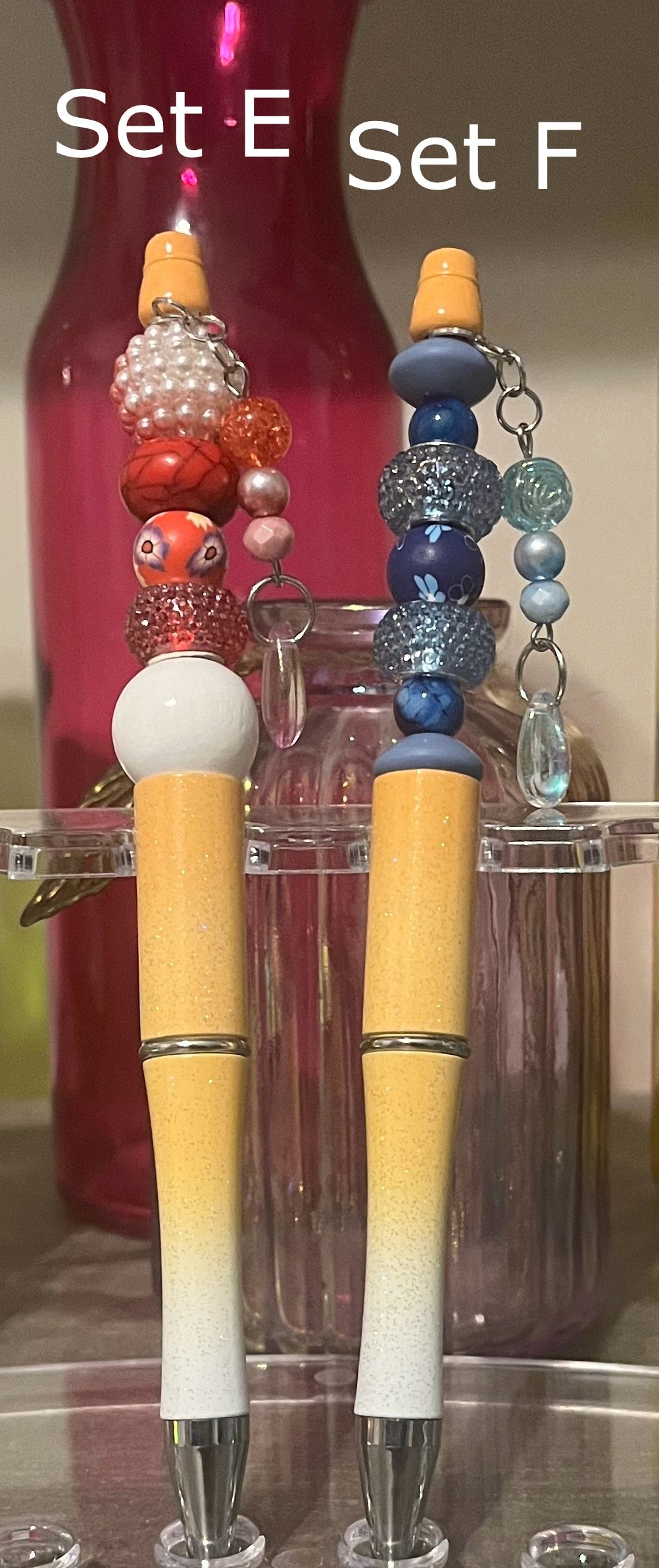 Glitter Light Orange-White Ombré Pens