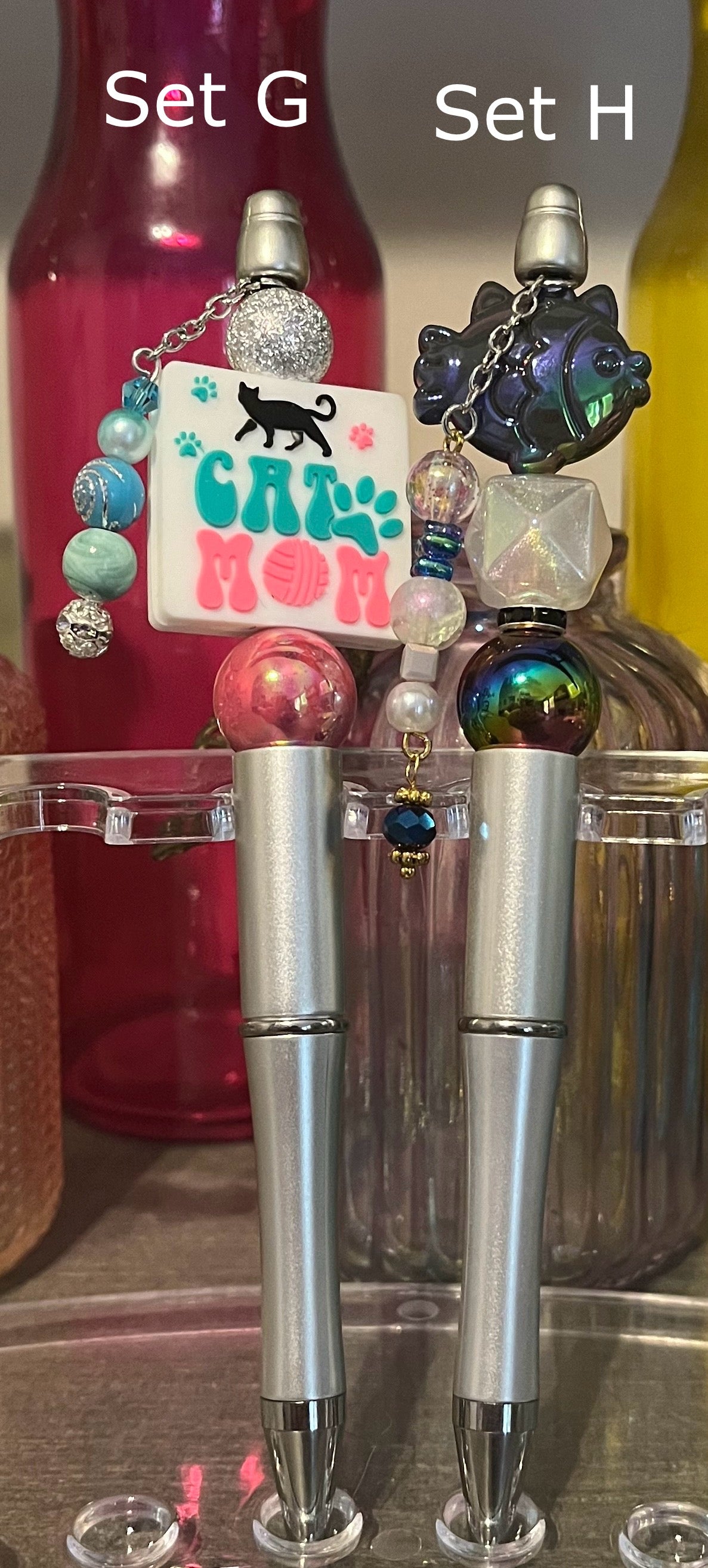 Metallic Silver Beaded Pens