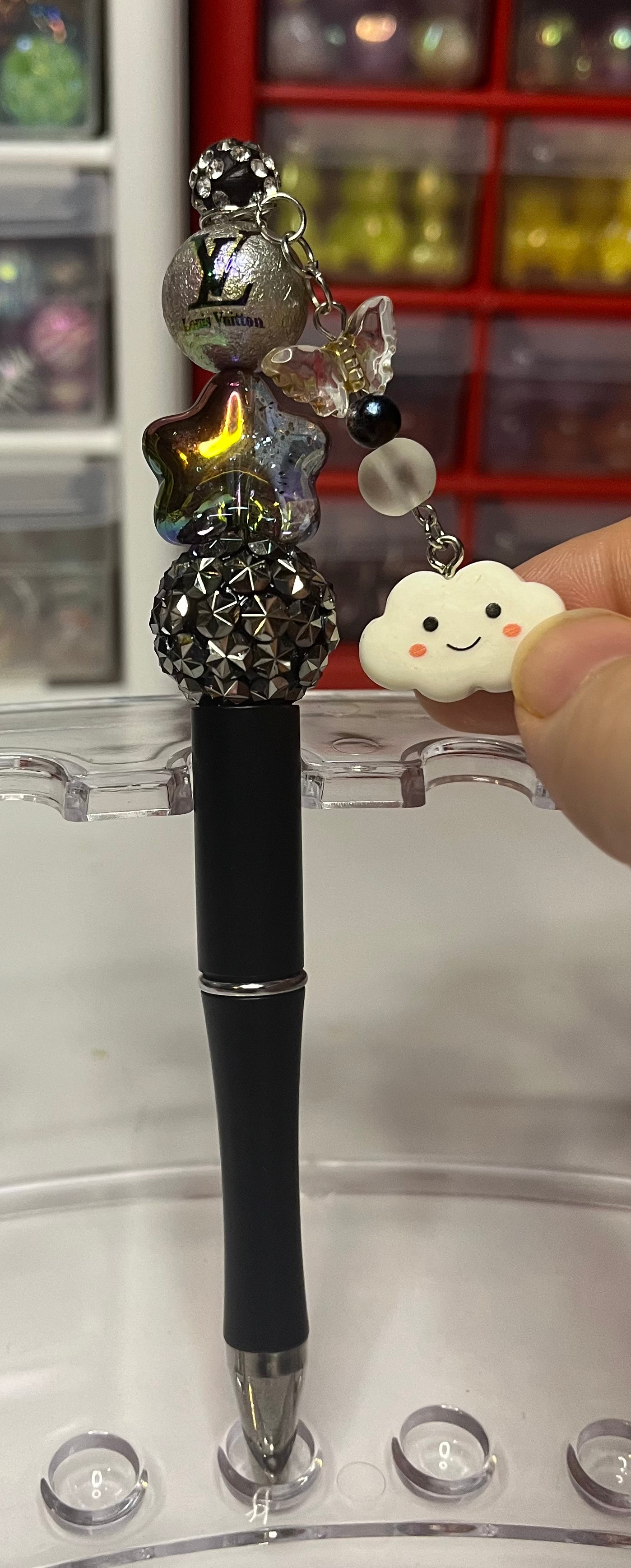 Solid Black Beaded Pens