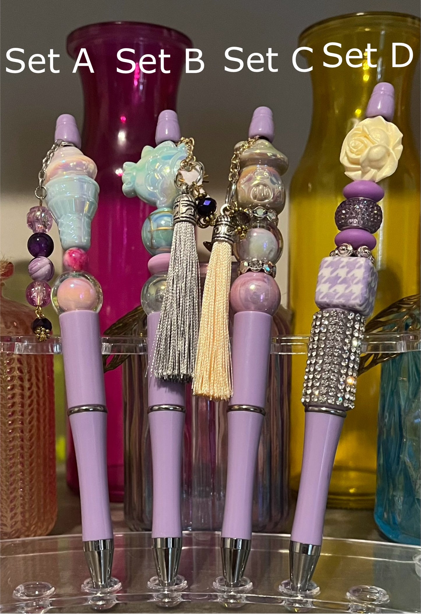 Solid Light Purple Beaded Pens