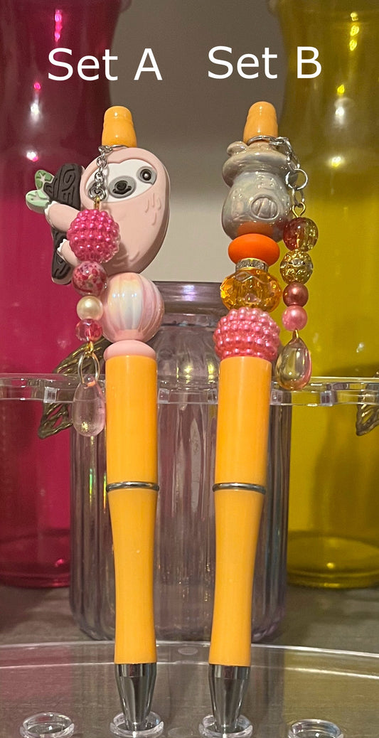 Solid Light Orange Beaded Pens