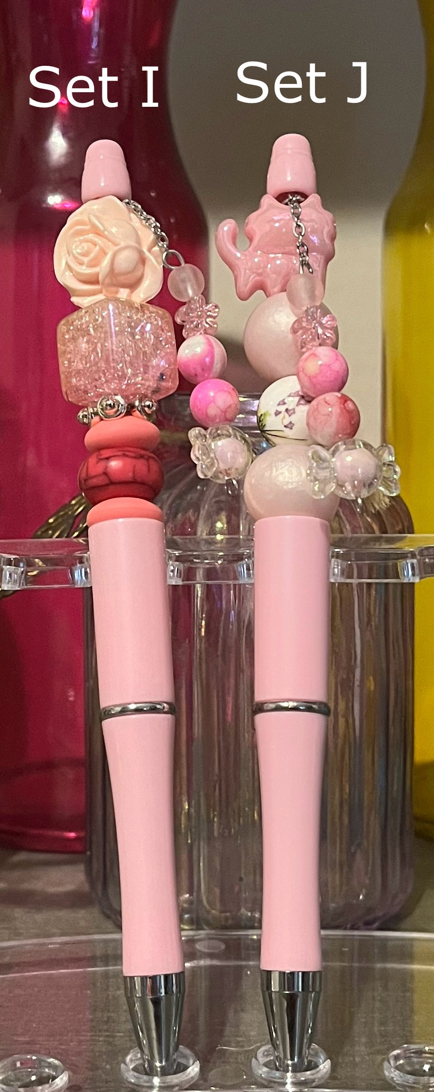 Solid Light Pink Beaded Pens