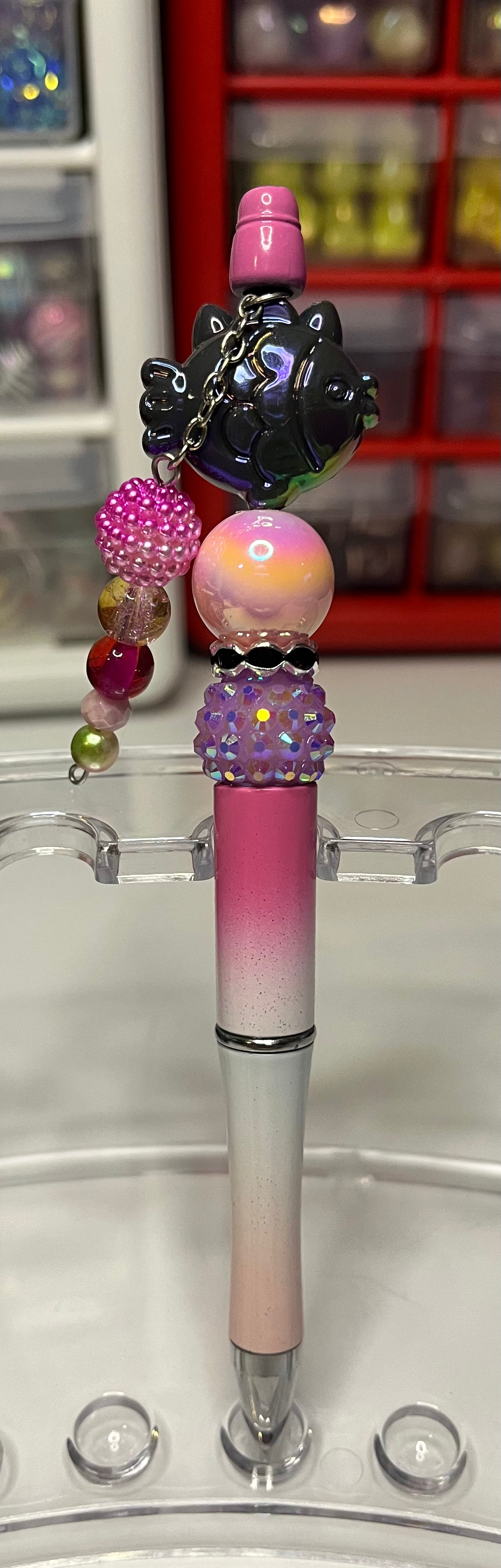Glitter Pink-White-Light Pink Ombré Beaded Pens