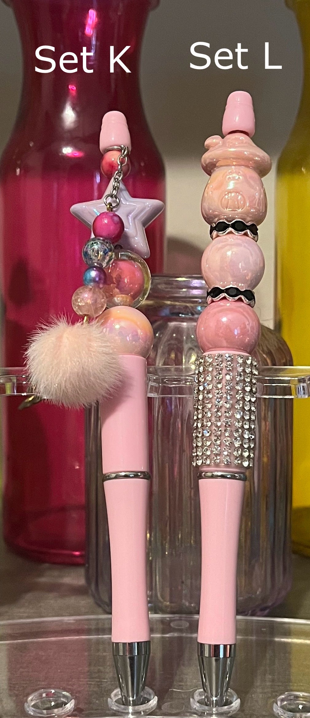 Solid Light Pink Beaded Pens