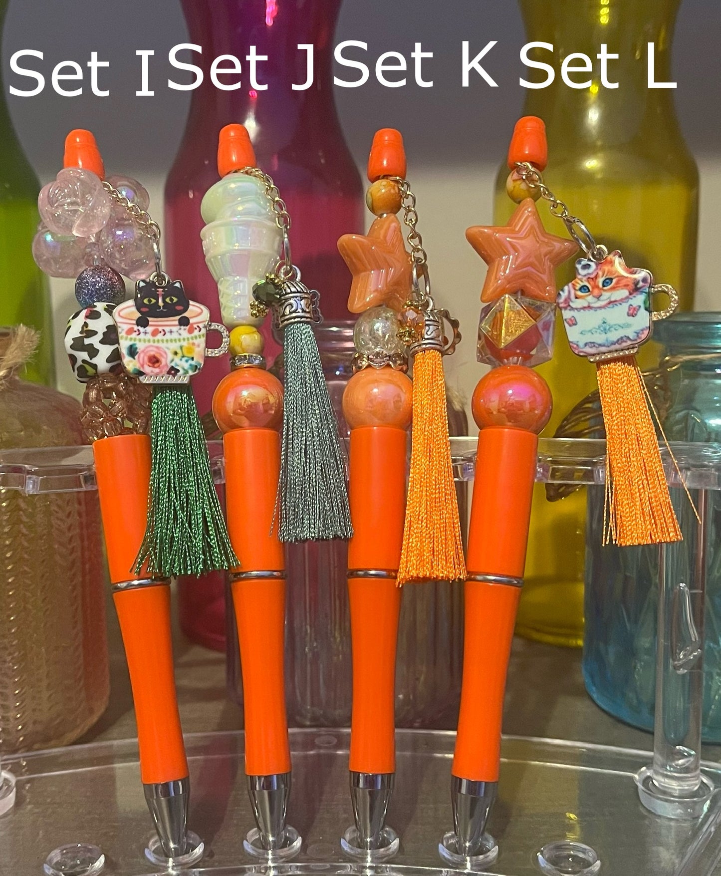 Solid Orange Beaded Pens