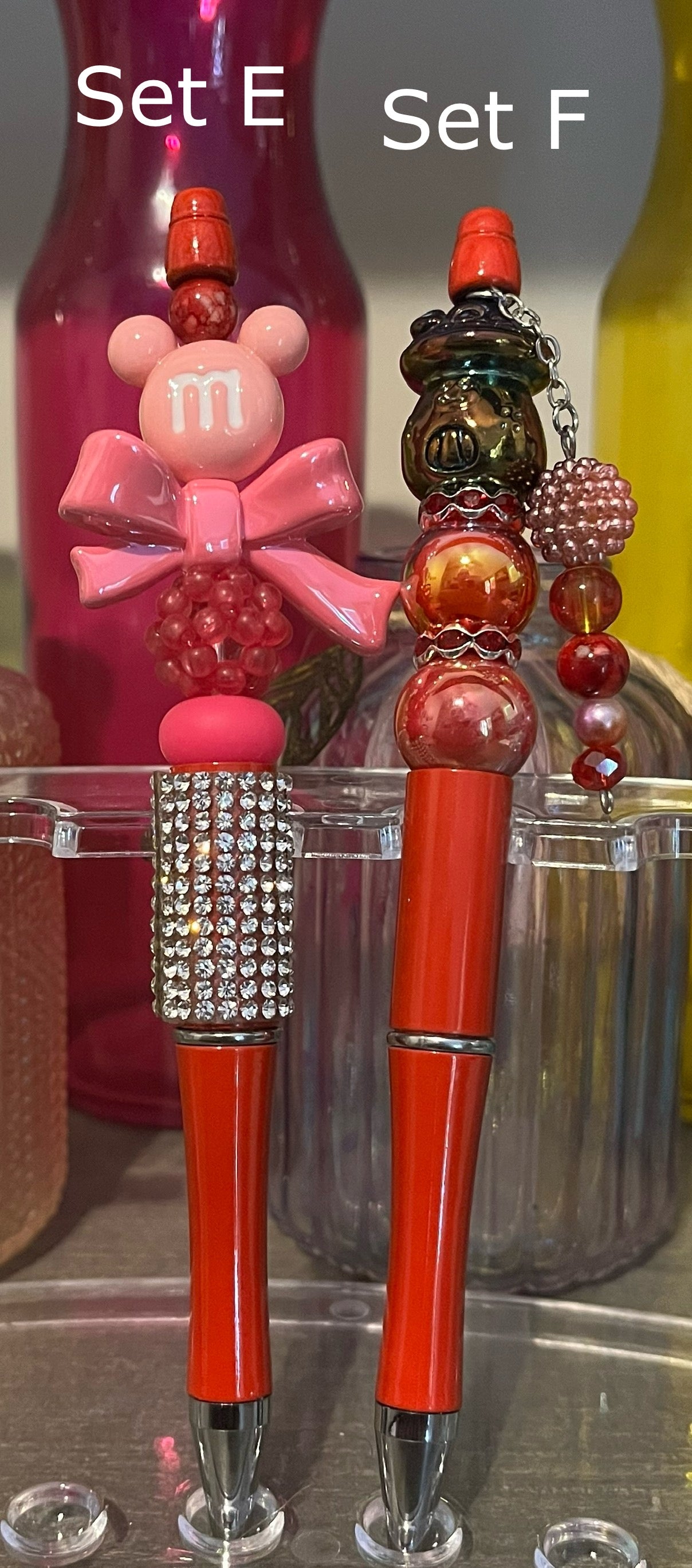 Solid Red Beaded Pens
