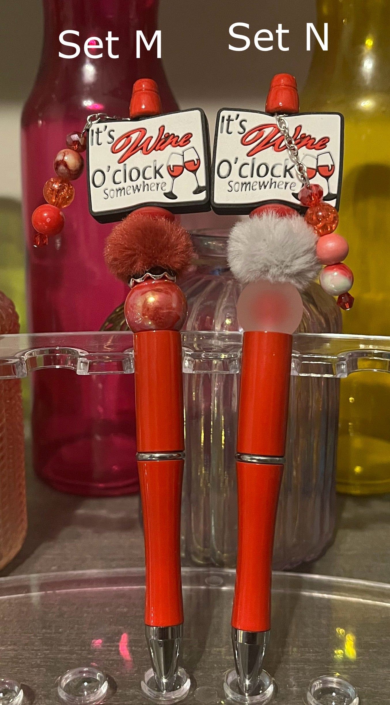 Solid Red Beaded Pens