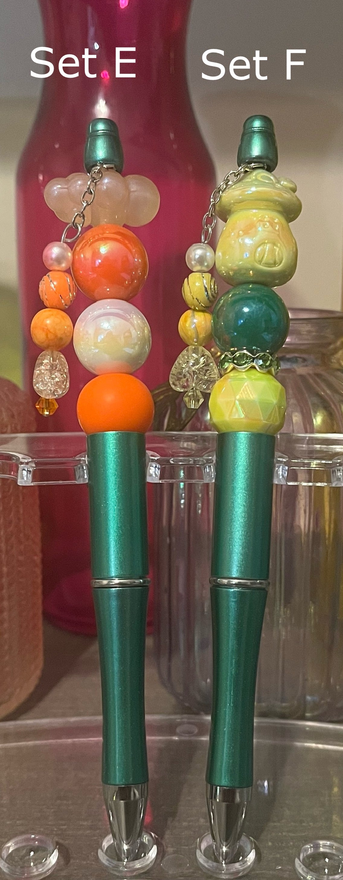 Metallic Green Beaded Pens