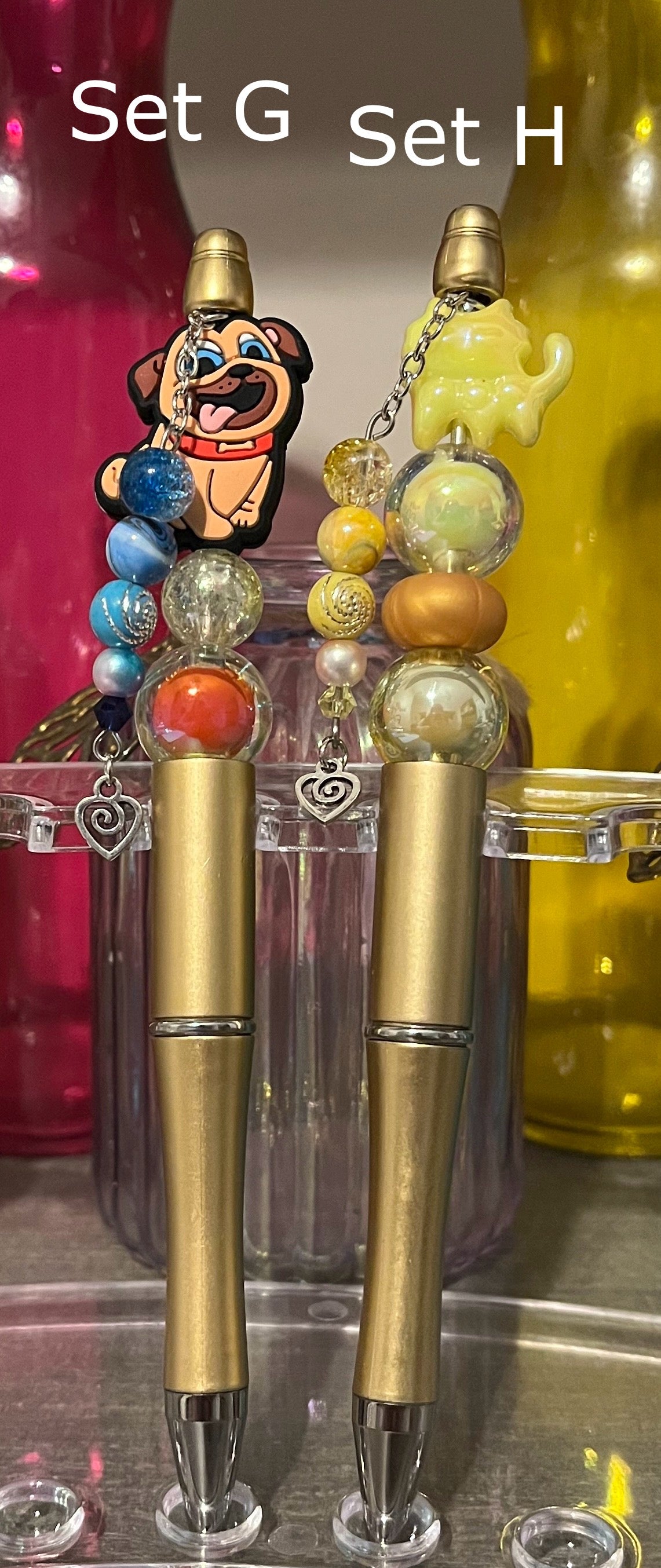 Metallic Champagne Beaded Pens