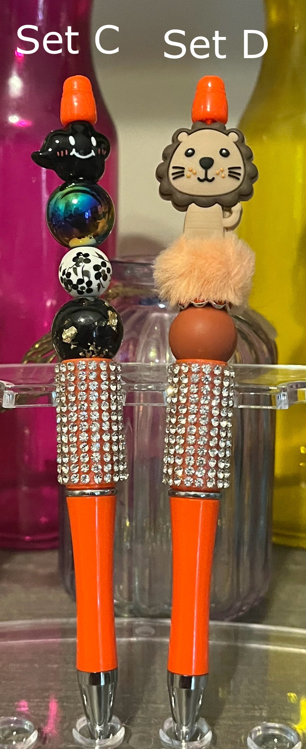 Solid Orange Beaded Pens