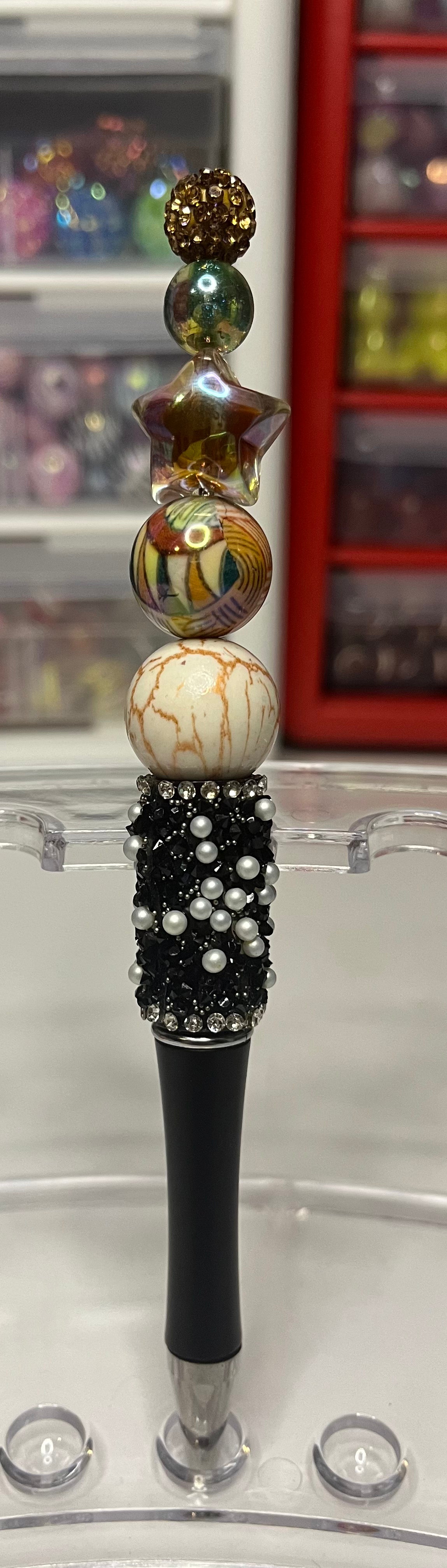 Solid Black Beaded Pens
