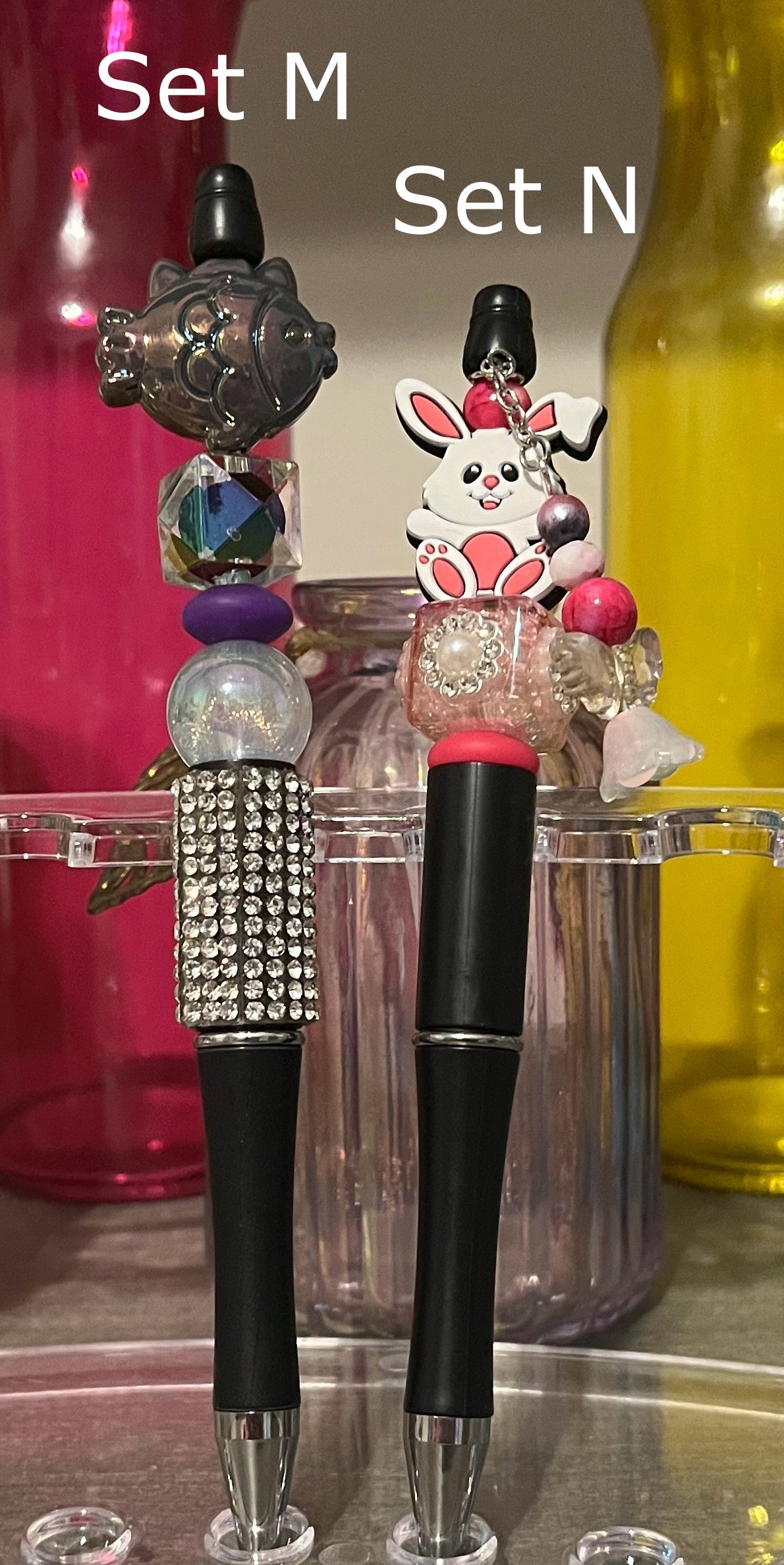 Solid Black Beaded Pens