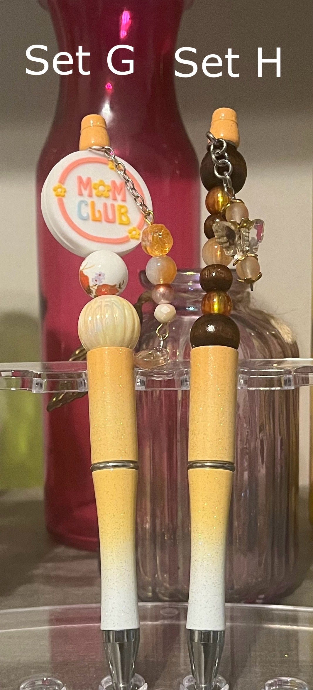 Glitter Light Orange-White Ombré Pens