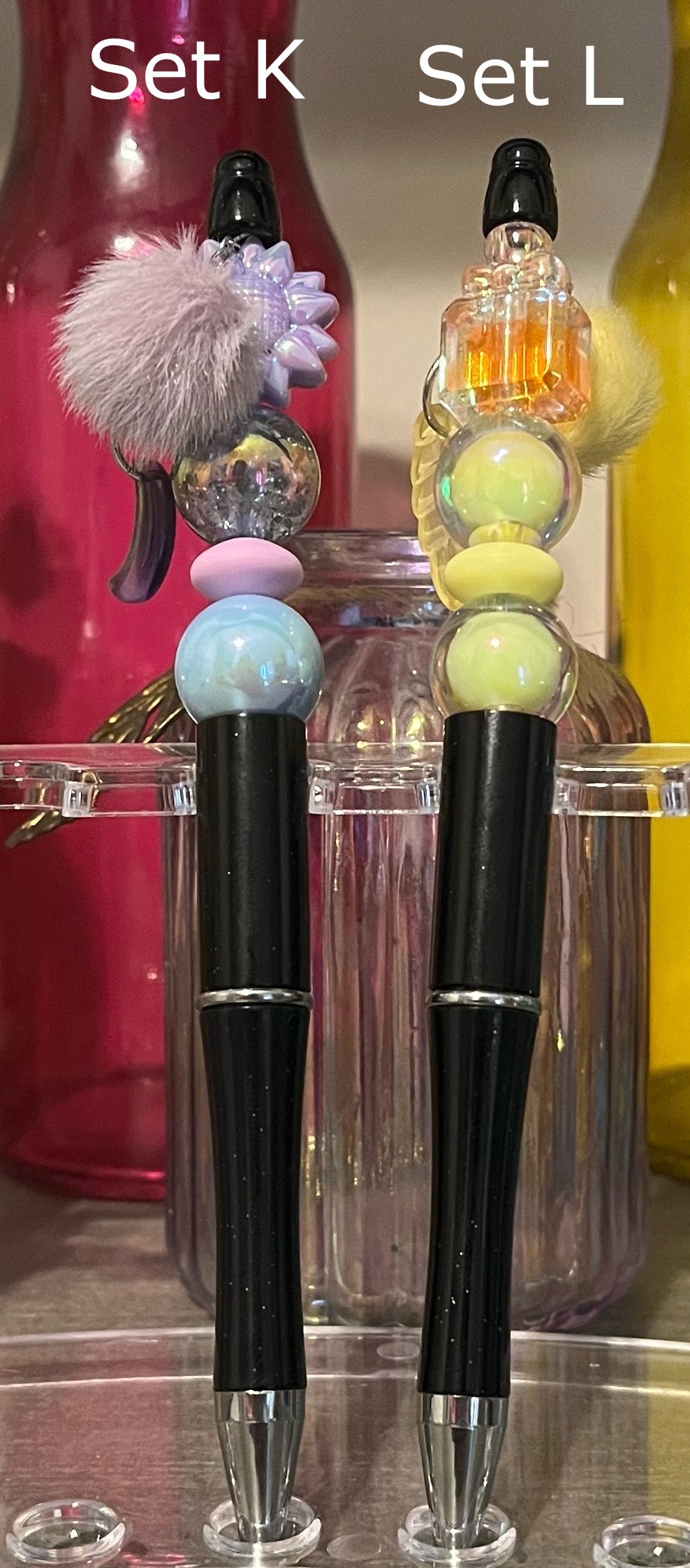 Glitter Black Beaded Pens