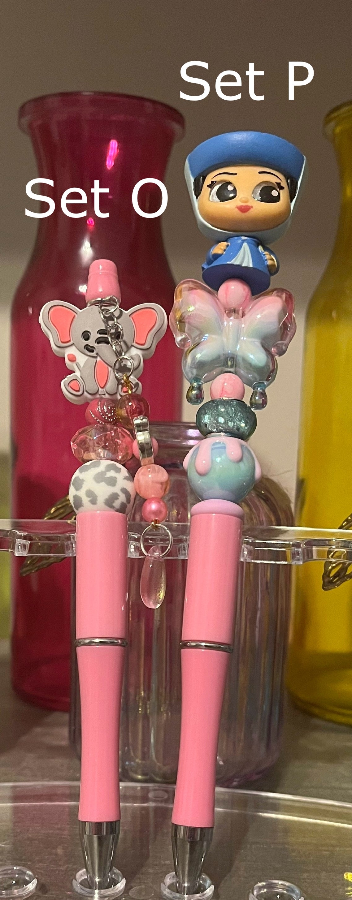 Solid Pink Beaded Pens