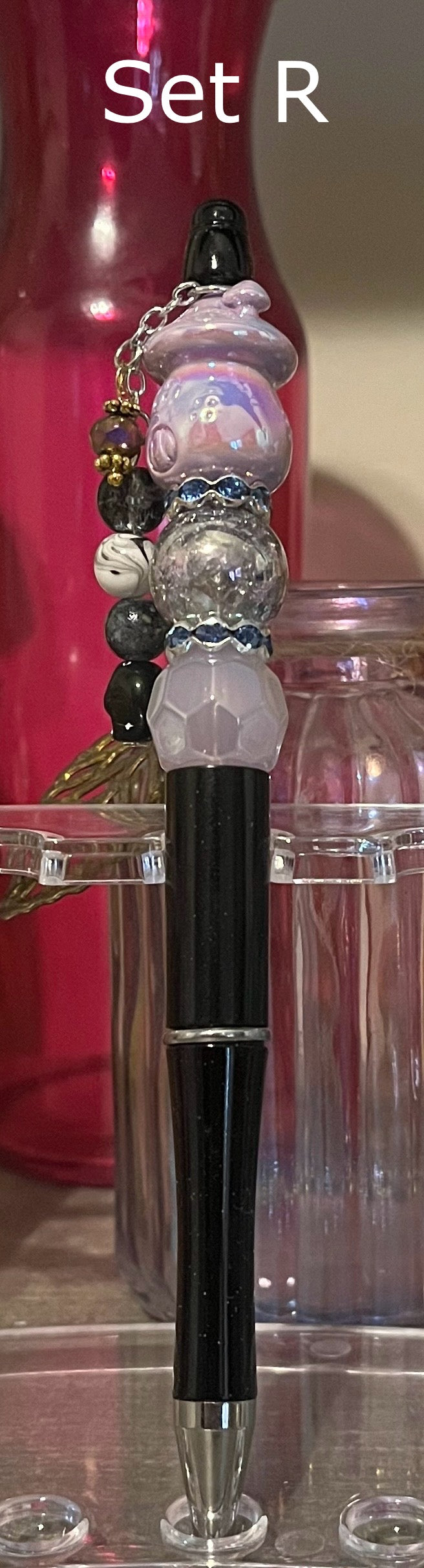 Glitter Black Beaded Pens