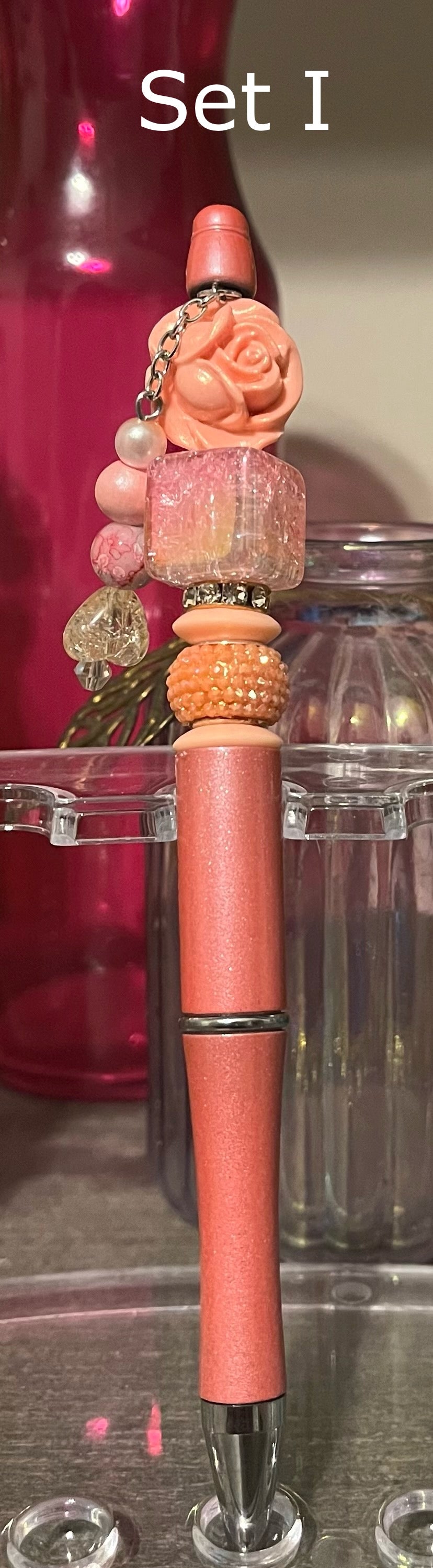 Metallic Peach Beaded Pens