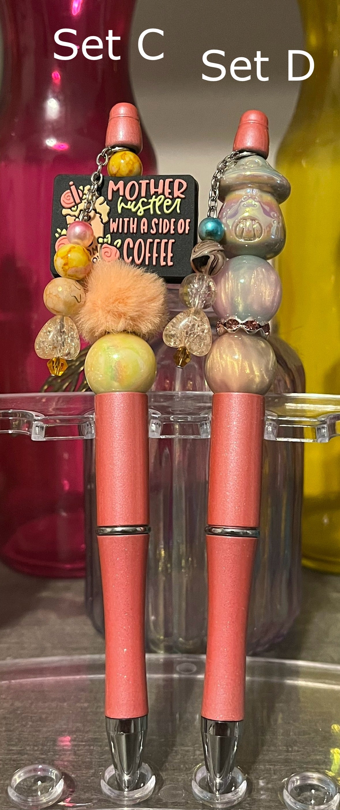 Metallic Peach Beaded Pens