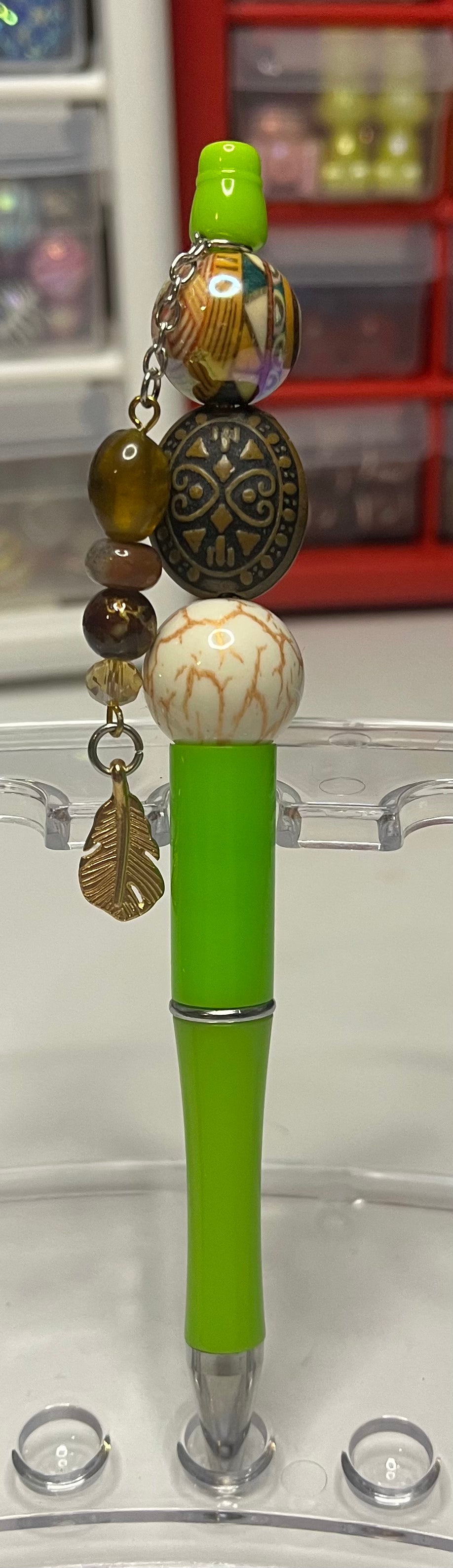 Solid Light Green Beaded Pens