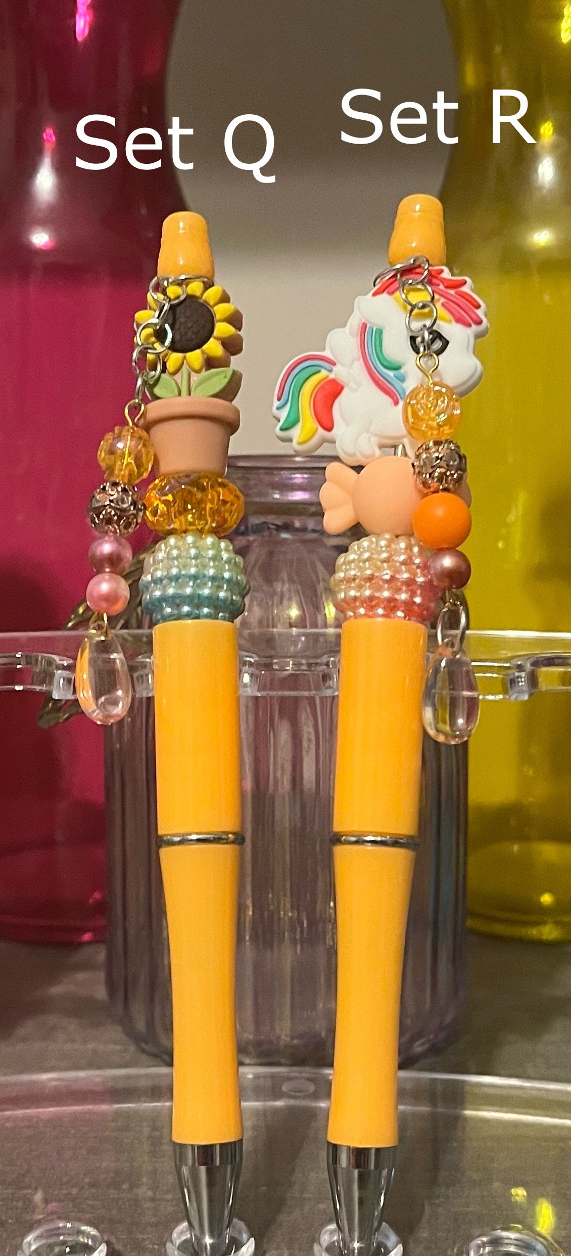 Solid Light Orange Beaded Pens
