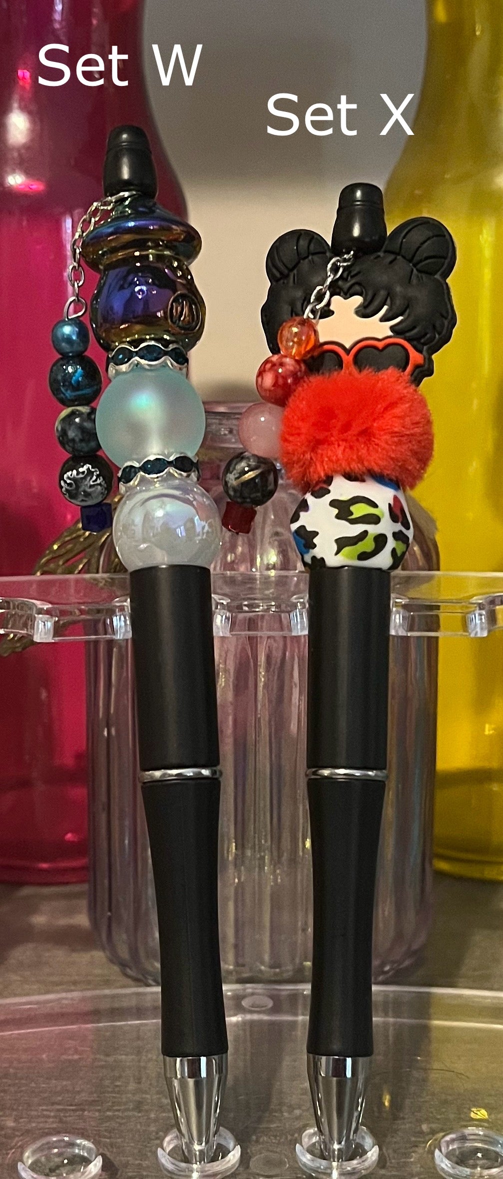 Solid Black Beaded Pens