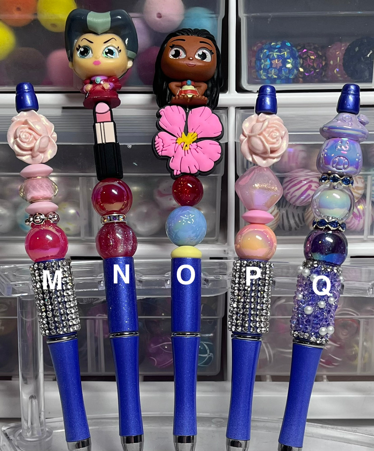 Metallic Glitter Periwinkle Purple Beaded Pens