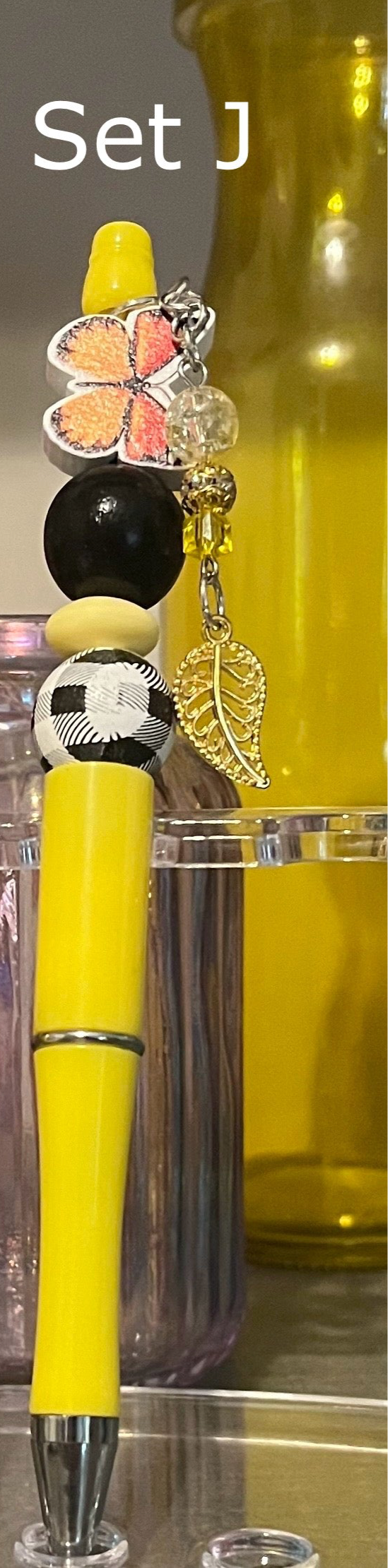 Solid Yellow Beaded Pens